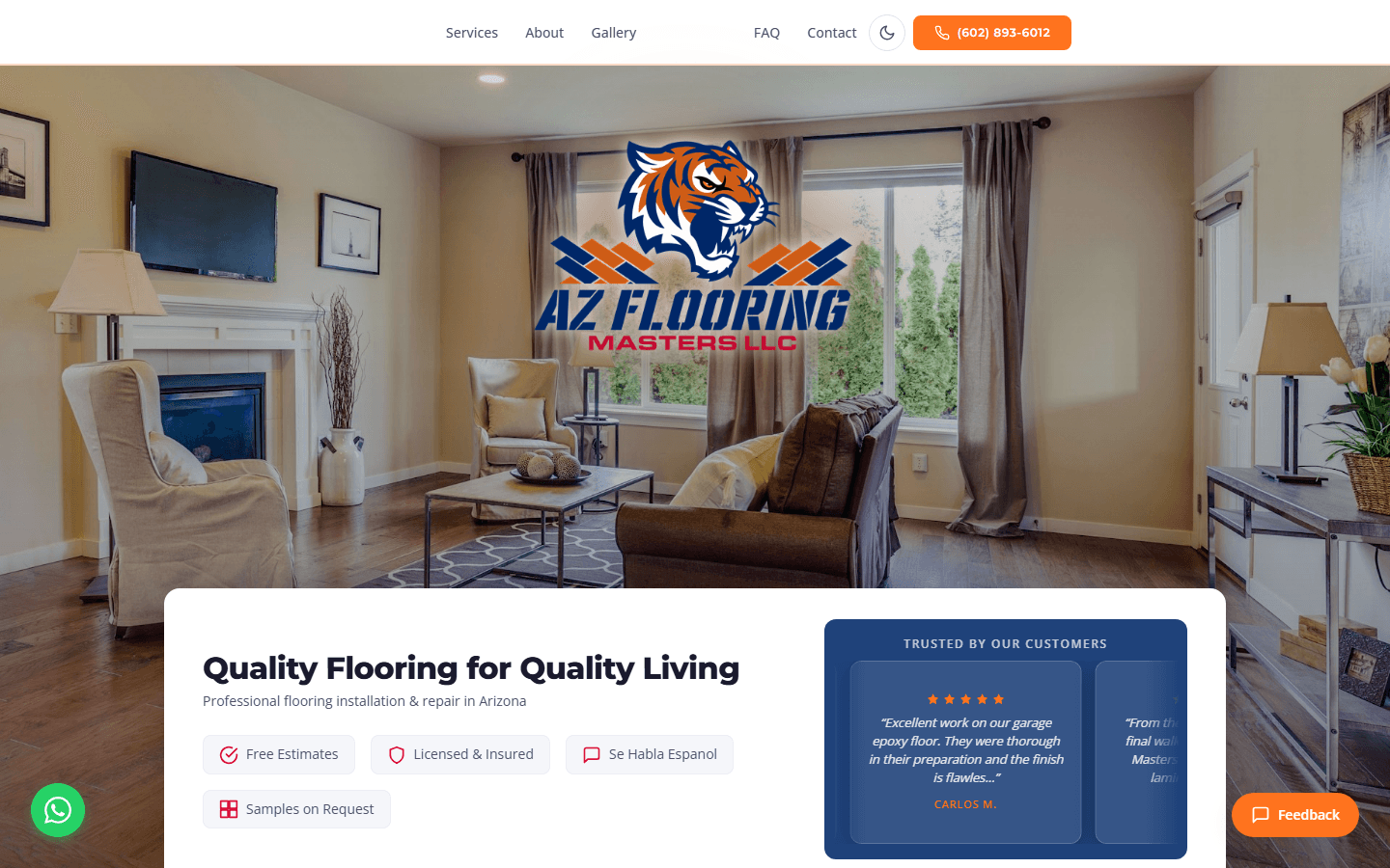 AZ Flooring Masters website preview